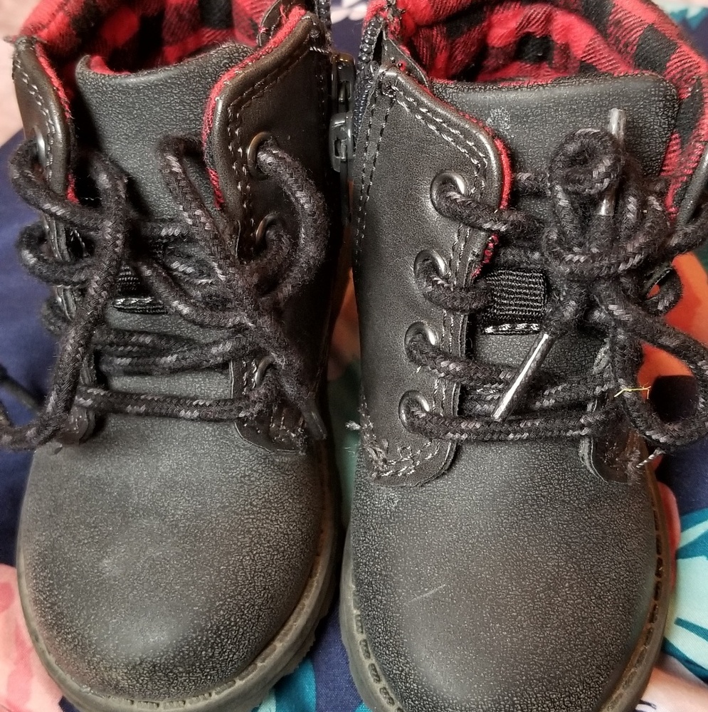 Black and flannel boots
